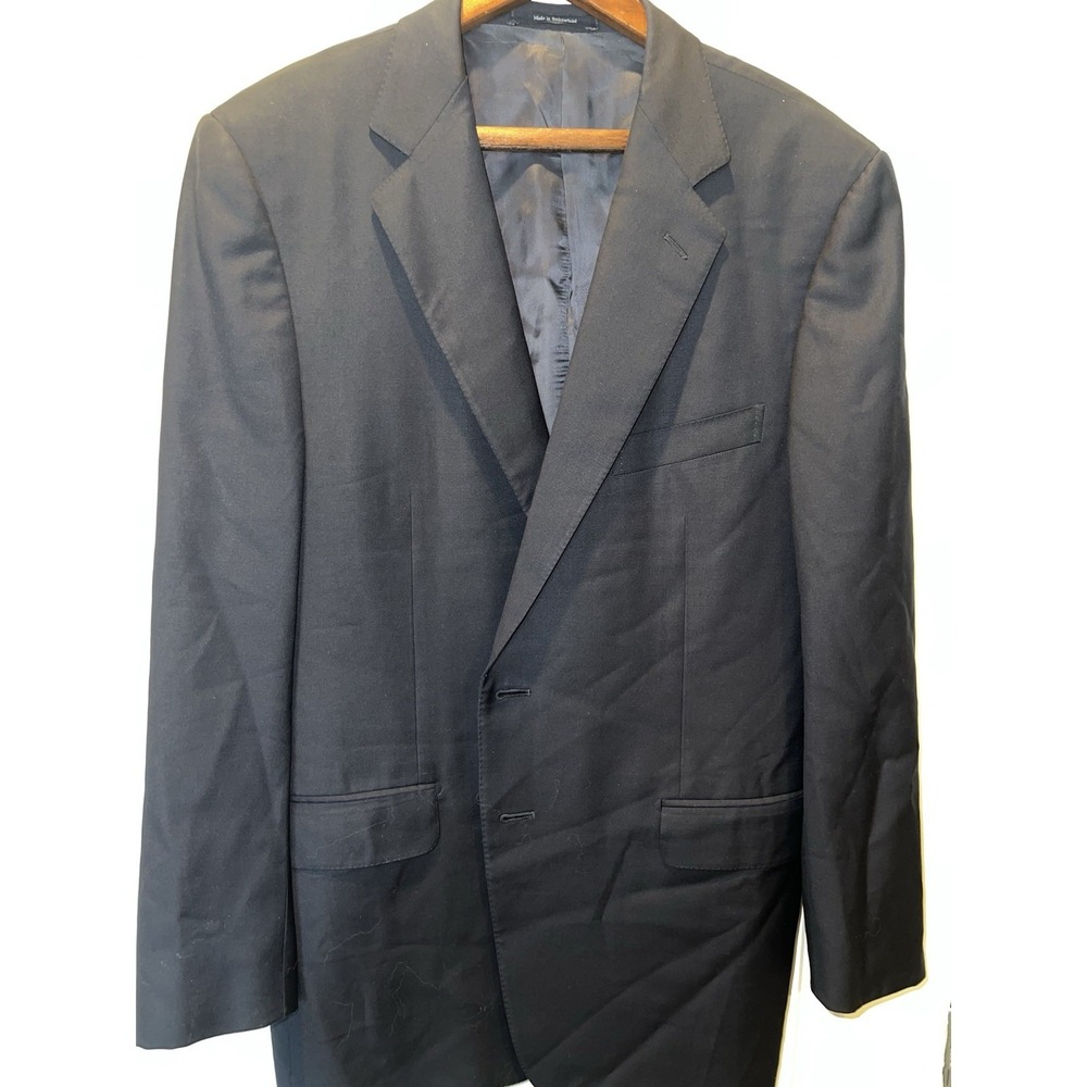 Vtg Ermenegildo Zegna Soft 42S Black 100% Wool Italy Blazer Sport Coat Jacket